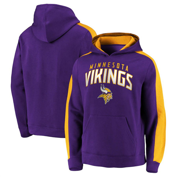 Men's Minnesota Vikings Purple Game Time Arch Pullover Hoodie - Click Image to Close